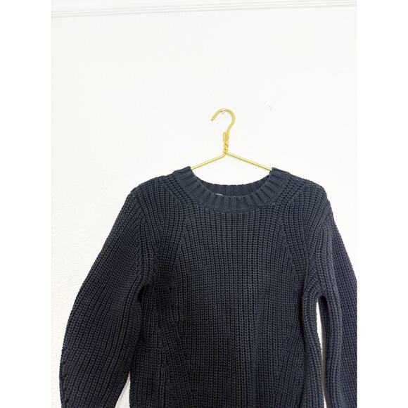 Everlane Texture Cotton Crewneck Sweater Size Small Black Fisherman Grandpa - Picture 4 of 11